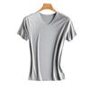 Men T-shirt Anti-shrink V Neck Thin Polyester Men Summer Fitness T-shirt for Gym