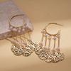 Imitation pearl pleated round geometric fringed silver needle earrings personalized fashion sense earrings