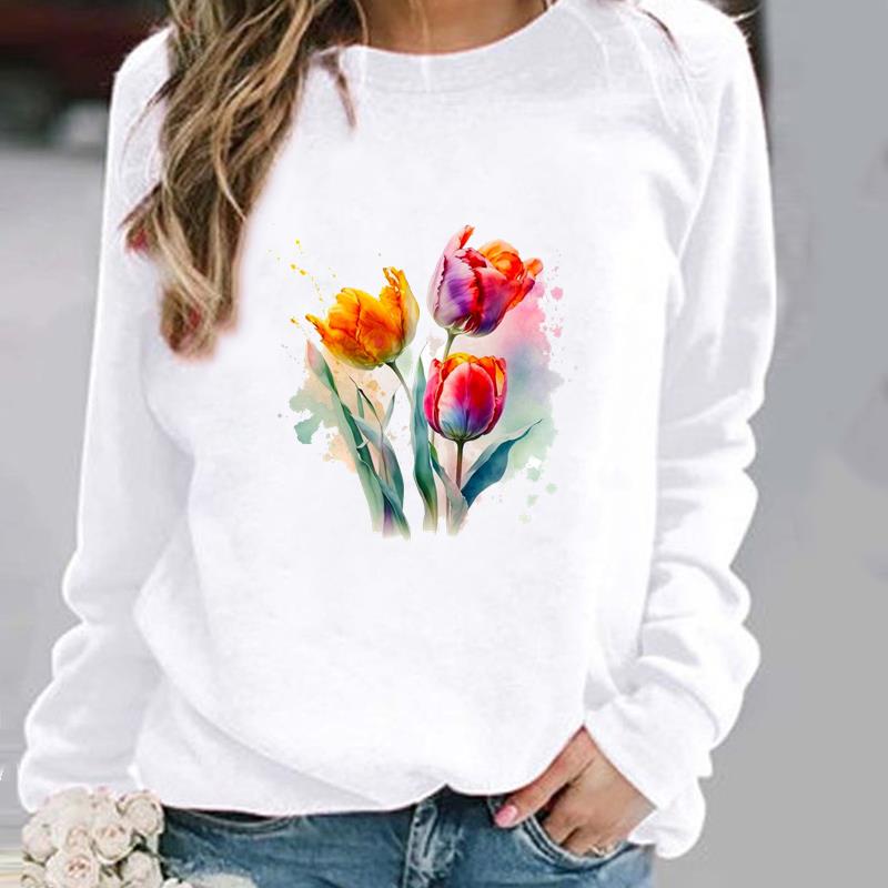 

(Азиатский размер) Женский принт с женским принтом, весенний тренд, стильный милый осенне-осенне-зимний модный повседневный пуловер, флисовая одежда, толстовки с графикой