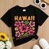 Girls Crew Neck Short Sleeve T-Shirt with Colorful Floral Print