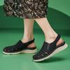 fashion Brand Casual Summer 2024 Retro Wedge Closed Toe Sandals Women Sewing Thread Buckle Hook Loop Shoes Mid Heel Non Slip Soft