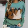Spring and Autumn Round Neck Cute Cat Pattern 3D Printed Top Fashionable Casual Long Sleeved Women's T-shirts