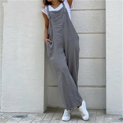 Ladies' Comfortable Plus Size Jumpsuit, Casual Loose Wide Leg Jumpsuit, Jumpsuit, Large Pocket Overalls
