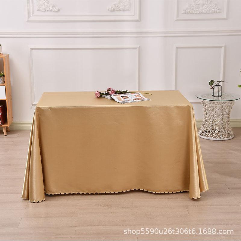 Hotel Tablecloth Conference Tablecloth Table Skirt Satin Glossy Rectangular Square Solid Color Banquet Tablecloth Navy Blue Thickened