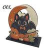 Decorative Wood Tissue Stand Halloween Napkin Holder, Vintage Rustic Dispenser Organizer, Spooky Ghost Stable Log Base Holder Black Cat Boo