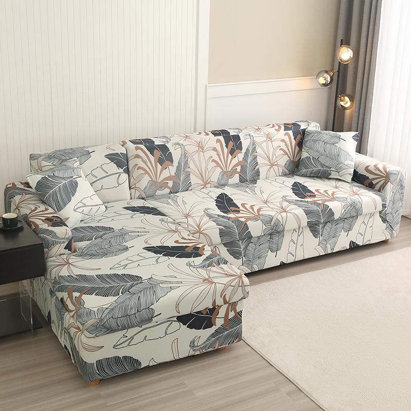 Stretch Sofa Überwurf Sofabezug Spandex Rutschfest, mit elastischem Saum für L-Form Ecksofas, Ideal für Kinder und Haustiere