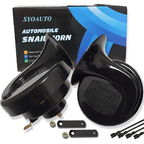 SYOAUTO Car Horn 12V Loud Universal Fit High Low Tone Waterproof Truck Horn Replacement Kit