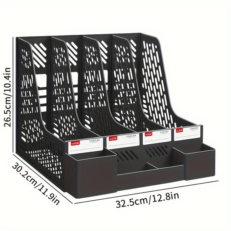 4 Packs Plastic Desk Organizer File Folder, Desktop Magazine Holder, Office File Sorter Rack, Vertical File Dividers
