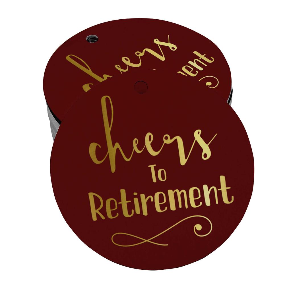 Inkdotpot Pack Of 100 Real Gold Foil Paper Tags Cheers To Retirement Favor Hang