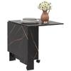 Folding Kitchen Table Folding Dining Table with 2 Drop Leaves 2 Wheels with Brakes 120 X 80 X 73 Cm Black Marble Imitation