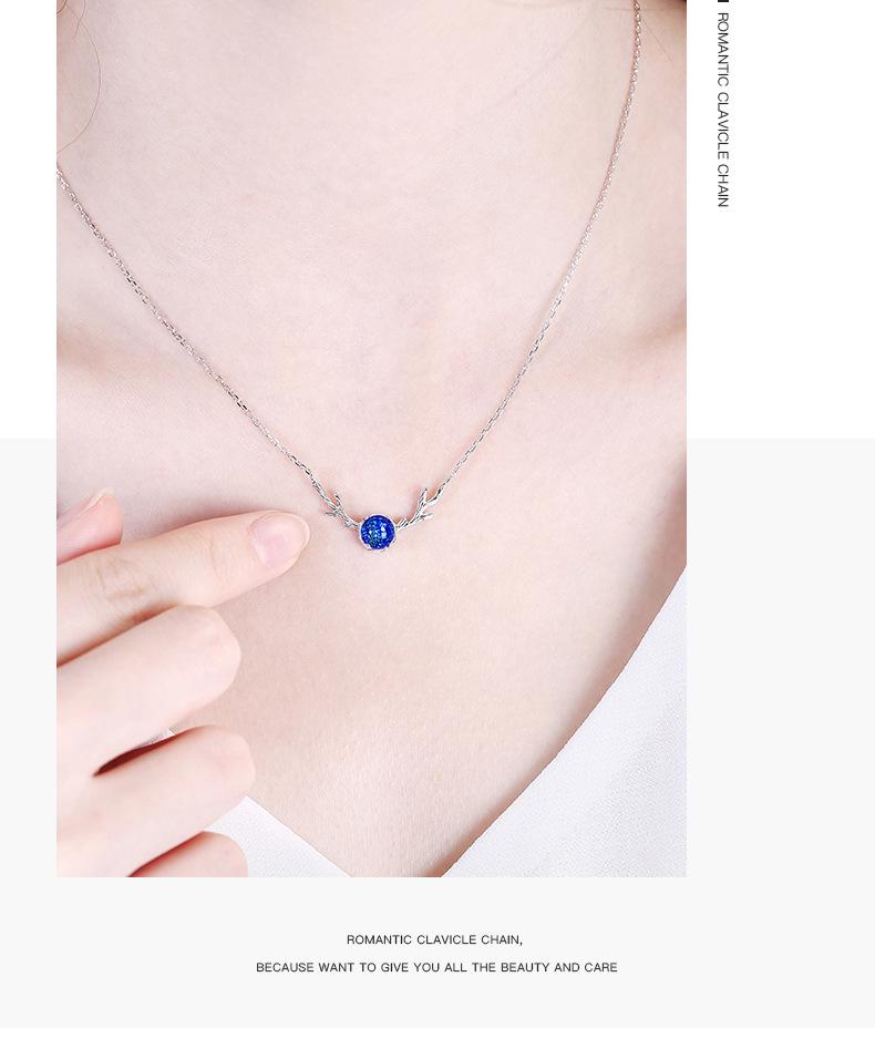 S925 Sterling Silver Versatile Deer Antler Necklace for Women - Japanese Style, Light Luxury Forest-Inspired Clavicle Chain
