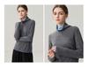 2026 A/W Stacked Collar Color Block Two-Piece Look Cashmere Women’s Pullover Long Sleeve Knit Sweater