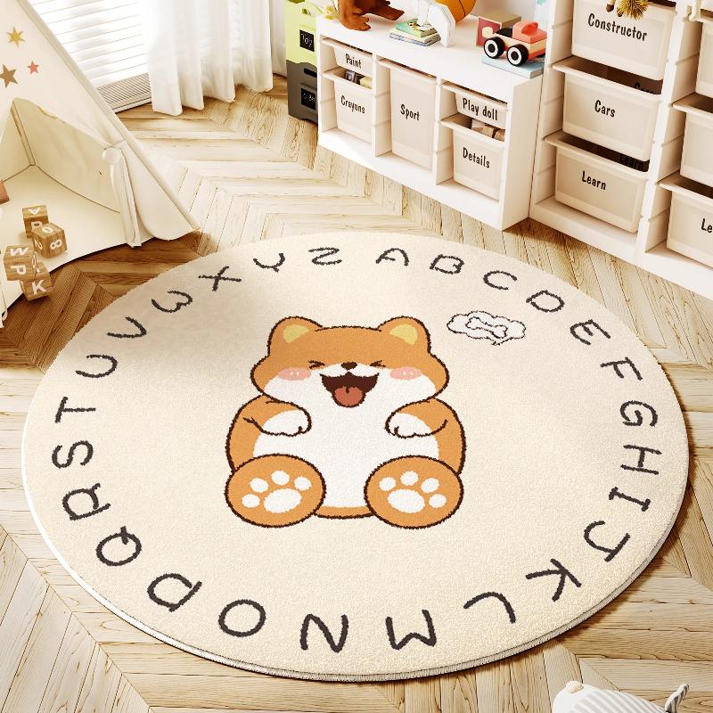Cartoon Style Bedroom Decor Round Carpet Animal Patterns Carpets for Living Room Fluffy Soft Children Floor Mat Thick Plush Rug