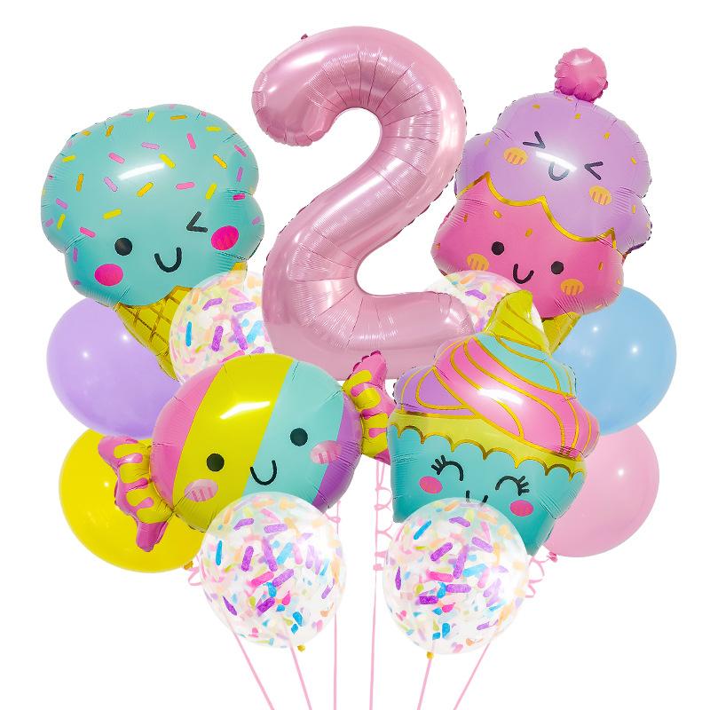 New Candy Ice Cream Balloon Set Baby Birthday Party Photo Props 32-Inch Pink Digital Scene Arrangement