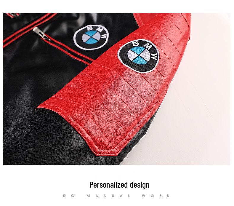 Unisex Waterproof PU Leather Racing Jacket: Embroidered American Motorcycle & F1 Suit for Autumn/Winter Riding