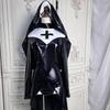 Gotisch Nonnenkostuum PU Leerlook Verleidelijke Outfit Hoge Uitsnijding Ontwerp voor Dames