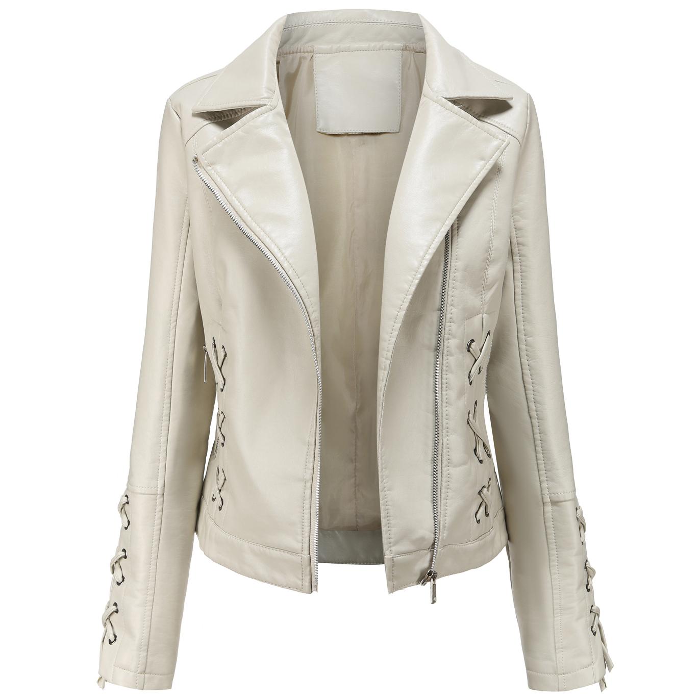 

Женская асимметричная укороченная куртка из искусственной кожи на молнии из искусственной кожи, байкерское короткое пальто, тонкая верхняя одежда, винтажная укороченная куртка со шнуровкой, мотоциклетный бомбер, осень-весна, новинка 4XL