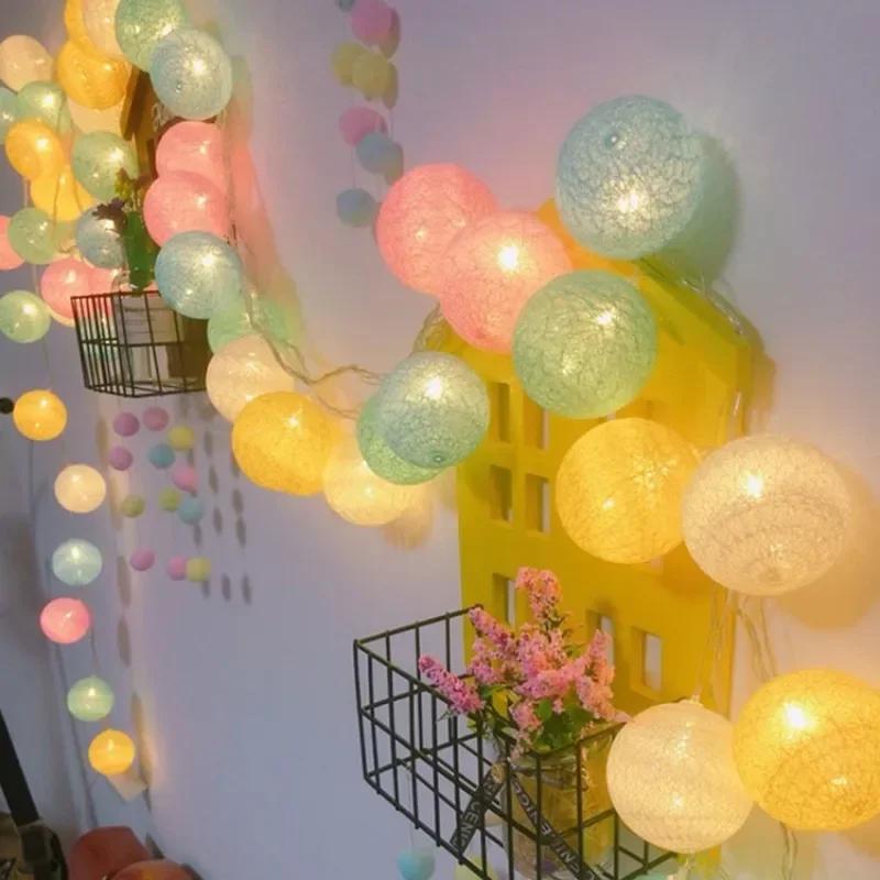 Xiaomi 10/20 LEDS Cotton Ball Garlands Fairy Lights String Battery Power Christmas Outdoor Navidad Garden Bedroom Wedding Decoration