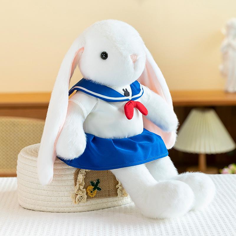 Navy Rabbit Plush Toy Children's Birthday Gift Lop-eared Rabbit Home Throw Pillow Couple Rabbit Activity Doll