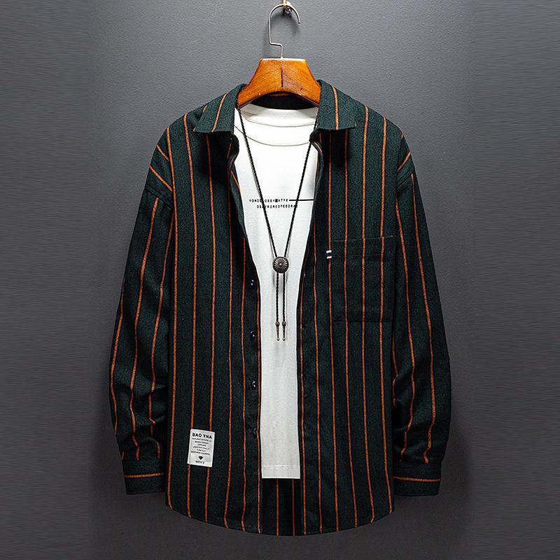 

2026 Fashion Trend Brushed Plaid High Quality Loose Sleeve Youth Middle Age Casual Business Versatile Large Pocket Men s Shirt L