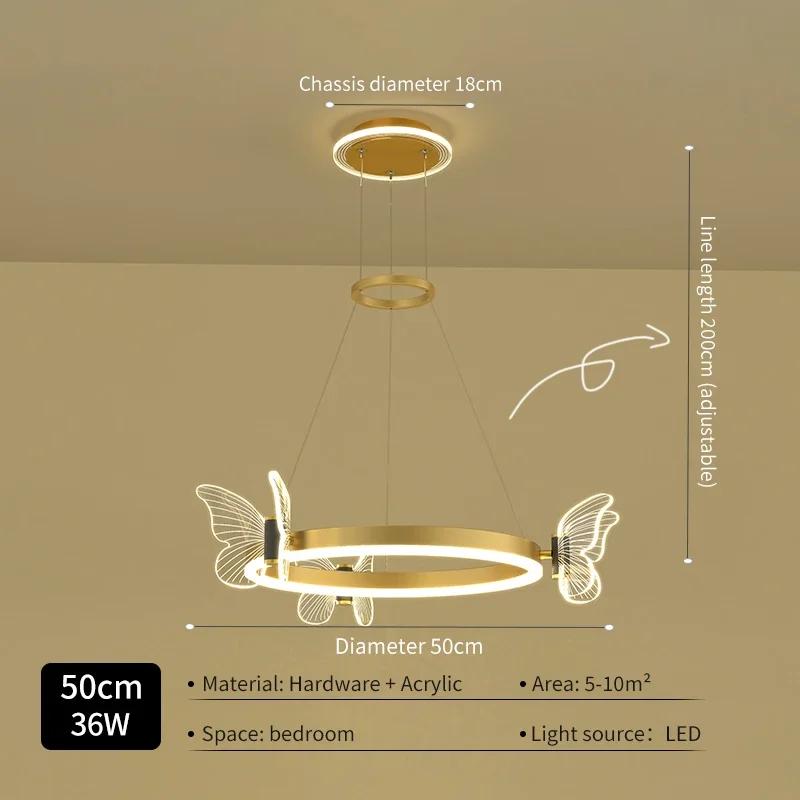 Nordic Creative Butterfly Ring LED Pendant Dimmable Dining Room Children's Bedroom Modern Home Decoration Lighting Fixtures