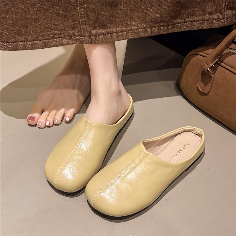 Wear the New Lazy Loafer Single Shoes Women's Shoes 2025 New Autumn One-pedal Bag Head and Half Slippers