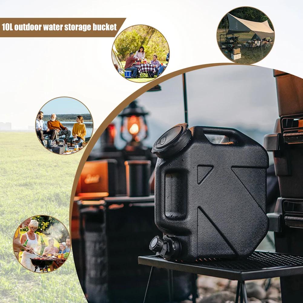 10L Water Tank Large Capacity Portable Camping Bucket Water Storage with Detachable Faucet No Leakage Travel Camping Supplies