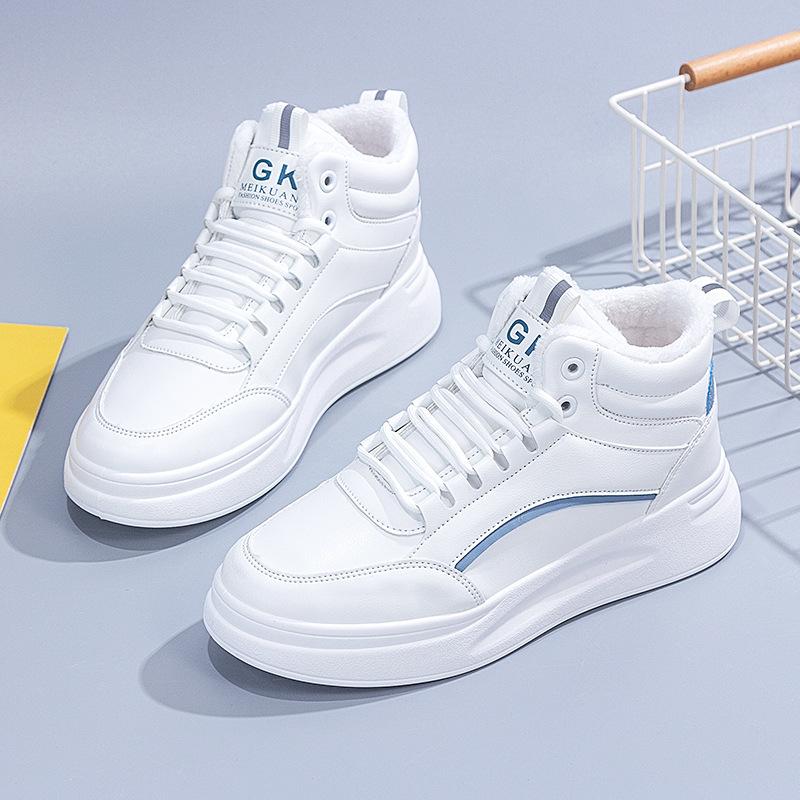 High Top Women Sneakers Casual Vulcanize Shoes Autumn Winter 2024 Comfortable Lace Up Platform Shoes Designer White Shoes Woman