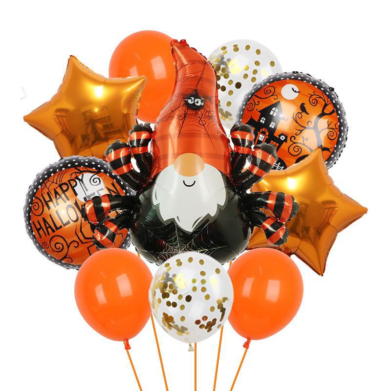 Halloween Pumpkin Cat Skull Ghost Aluminum Film Alien Latex Balloon Set Family Holiday Arrangement Gift