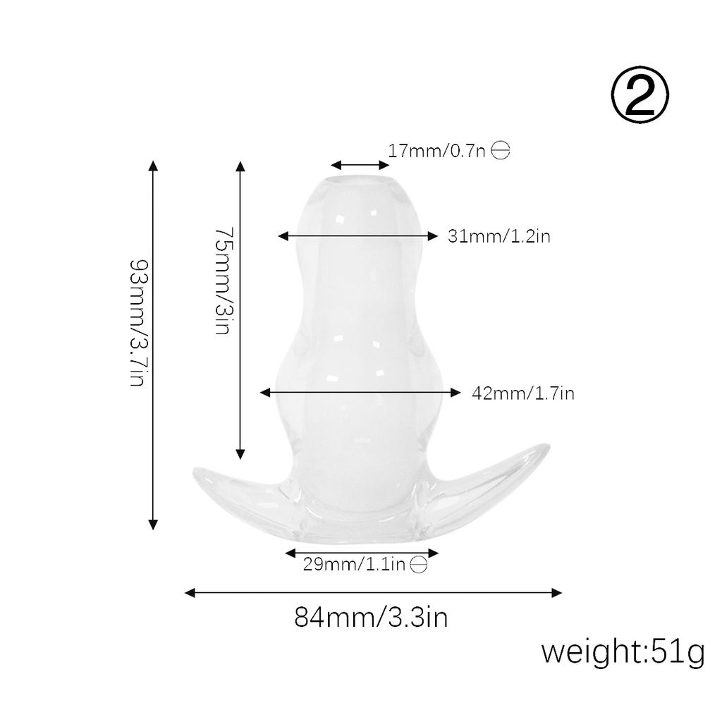 TPE Hollow Anal Plug with Cap - Transparent Tunnel Butt Plug for Gape Training & Prostate Play