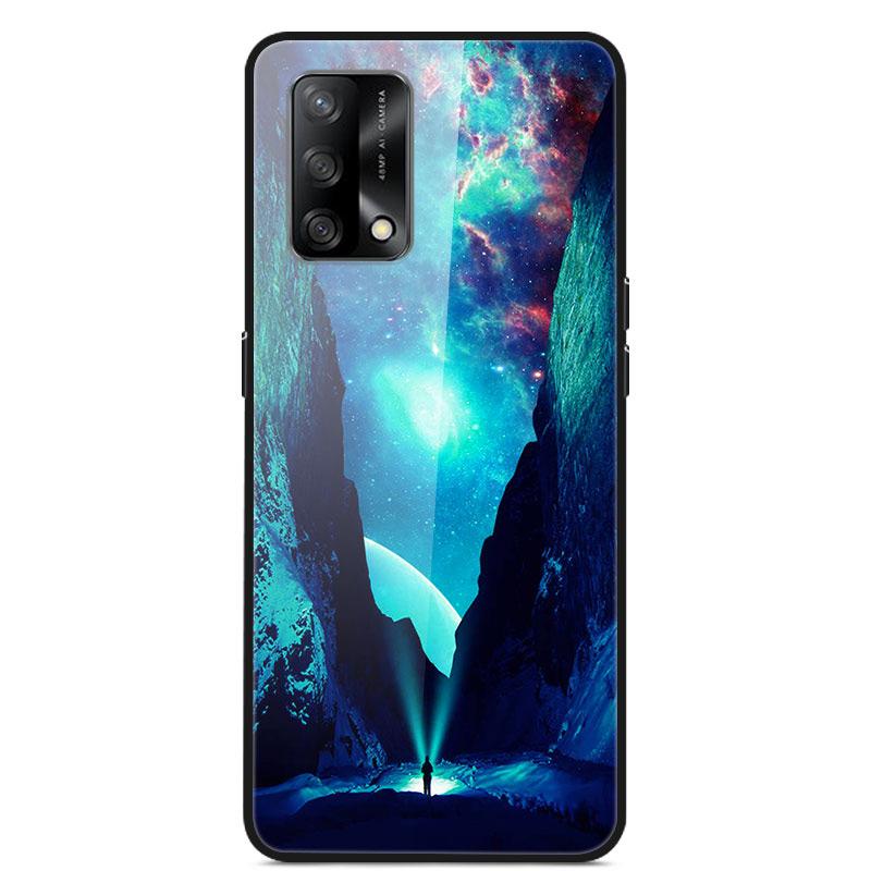 For OPPO A74 4G Case Tempered Glass Hard Phone Case Luxury Case for OPPO A74 5G A 74 Protective Bumper Shockproof Funda Coque