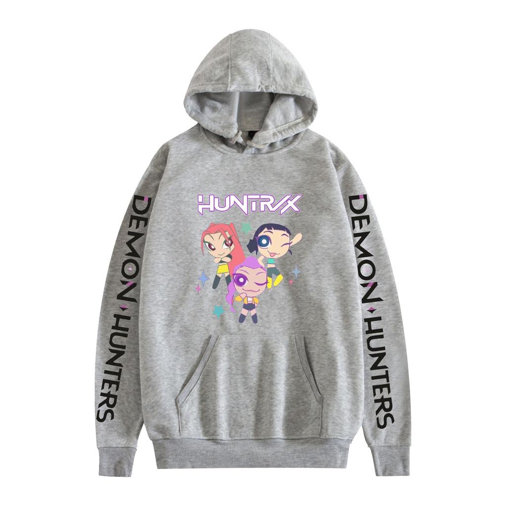 KPop Demon Hunters Anime Hoodies Graphic Printed Sweatshirts Casual Long Sleeve Tops for Men Women