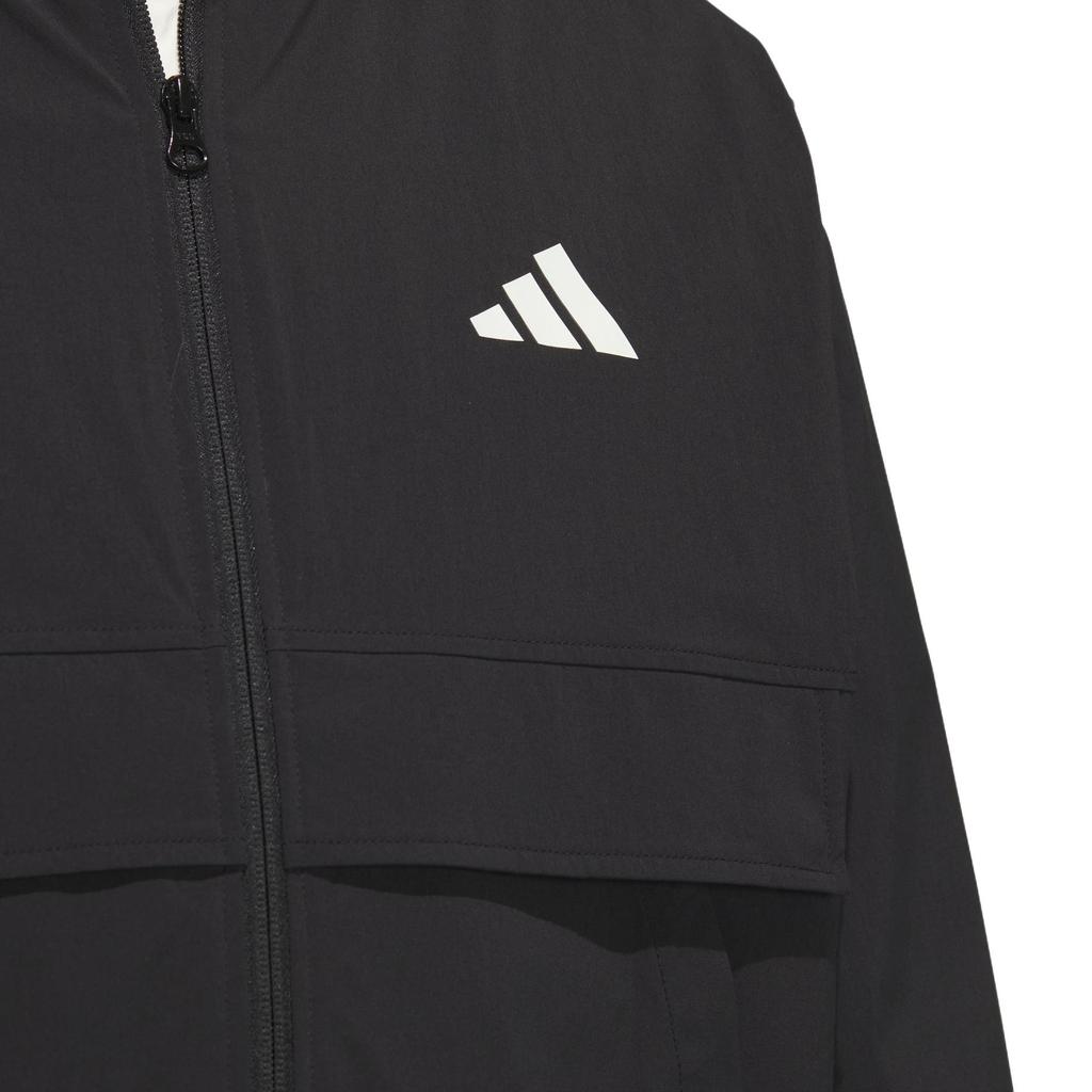 adidas Giacca Tessuta FW24 Serie Logo Piccolo Impermeabile Collo Alto Giacca Sportiva Giacche da Uomo Nero JM3406