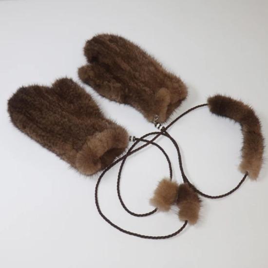 New Knitted Natural Mink Fur Gloves Women Winter Warm Good Elastic Mink Fur Mittens Russian Female Genuine Fur Glove