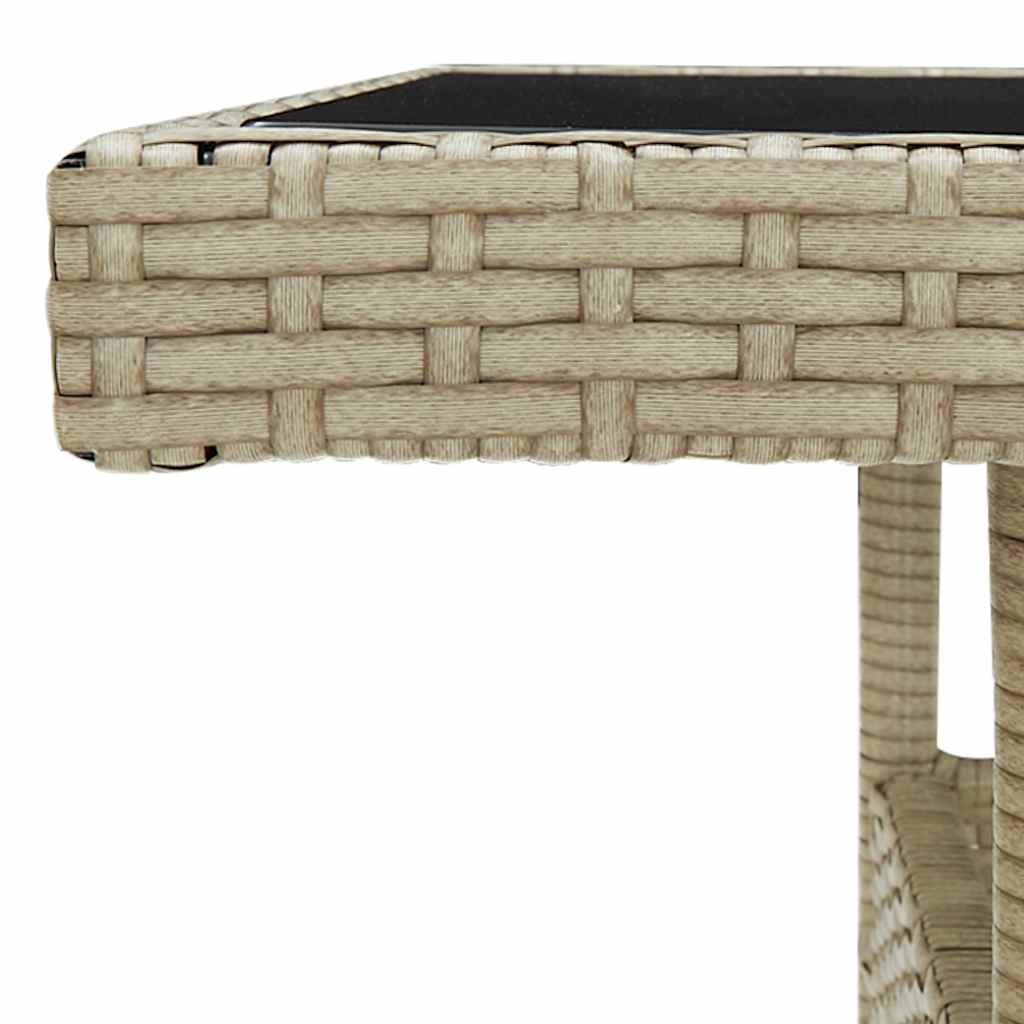 Garten-Esstisch Beige Poly-Rattan und Glas