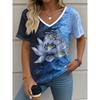 Women's Geometric Striped Print Bohemian Vintage T-shirt, V Neck Short Sleeve, Casual Daily