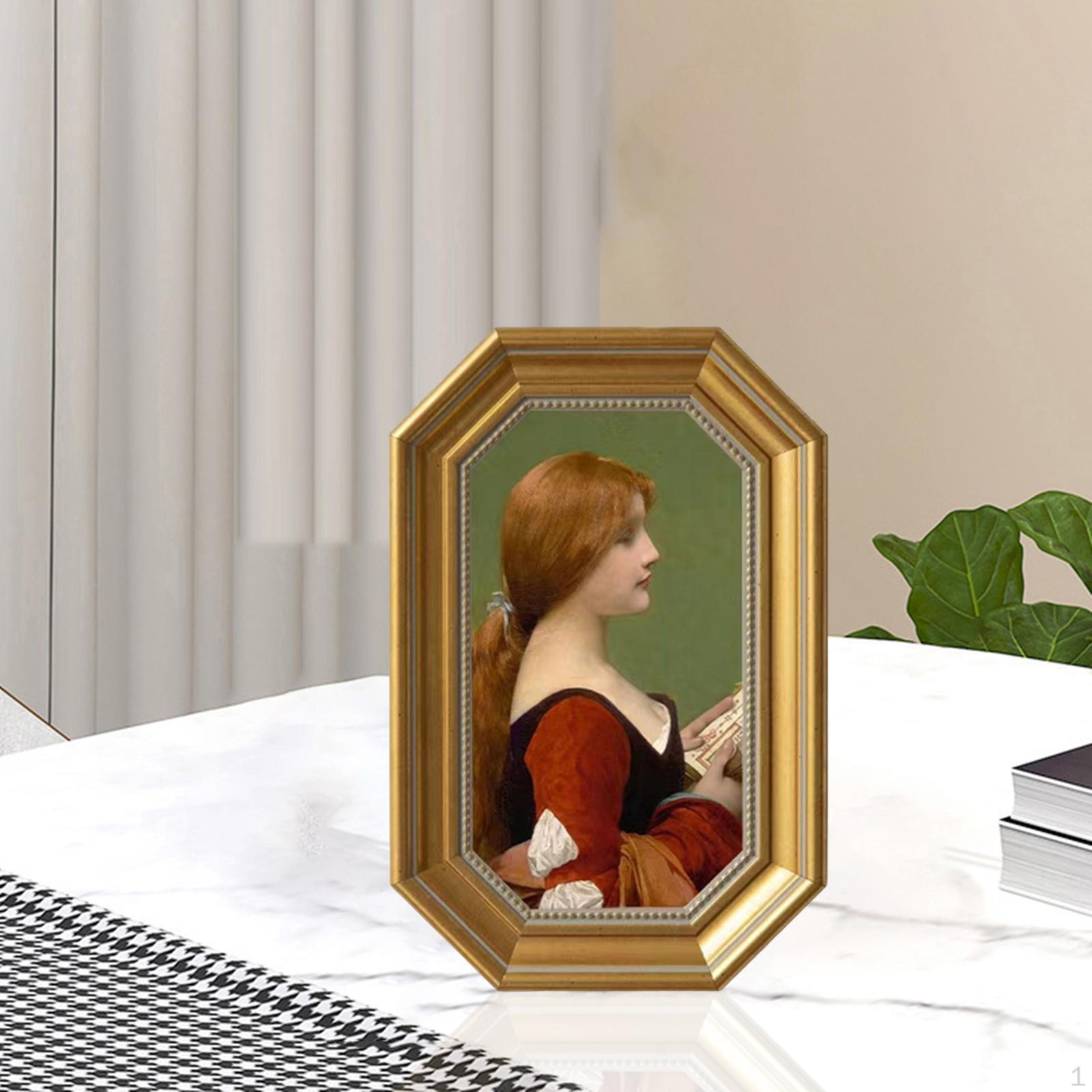 

Embossed Photo Frame Picture Holder Display Tabletop Cards Stand Carved Wall Hanging for Office