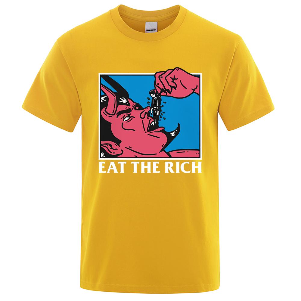 Eat The Rich Horror Comics Print Men T-Shirt High Quality Tee Clothes Loose Cotton T Shirts Breathable Mens Street Brand Tops
