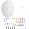 50 Pieces DIY Unpainted Easter Eggs Kit Supplies with Lanyard Chains and Insert Rings Hanging
