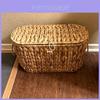 Modern Simple Wicker Storage Basket With Lid For Living Room Organization