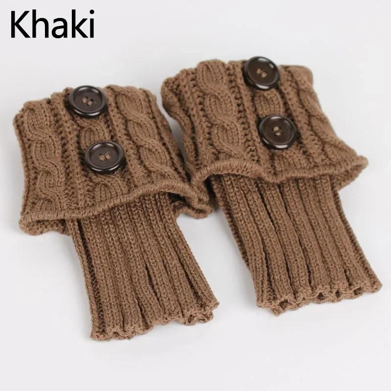 Button Cable Knit Wool Ankle Leg Warmers Women Short Boot Sock ToppersCozy Autumn WinterKnitted Foot Covers WarmShoe Accessories