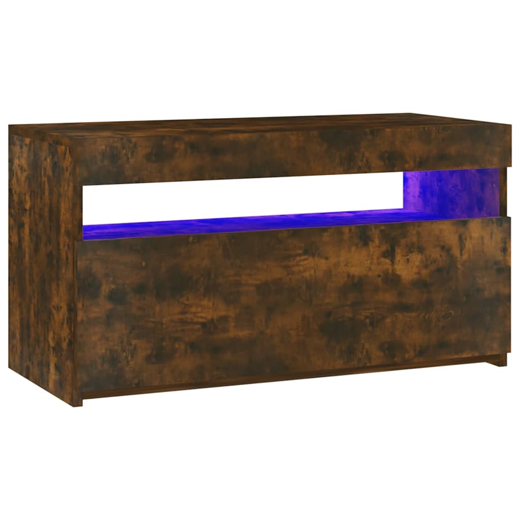 TV Stand with LED Lights Smoked Oak 75 x 35 x 40 cm