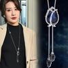 Fashion Woolen Sweater Chain Jewelry With Crystal Tulip Pendant For Womens Casual Style