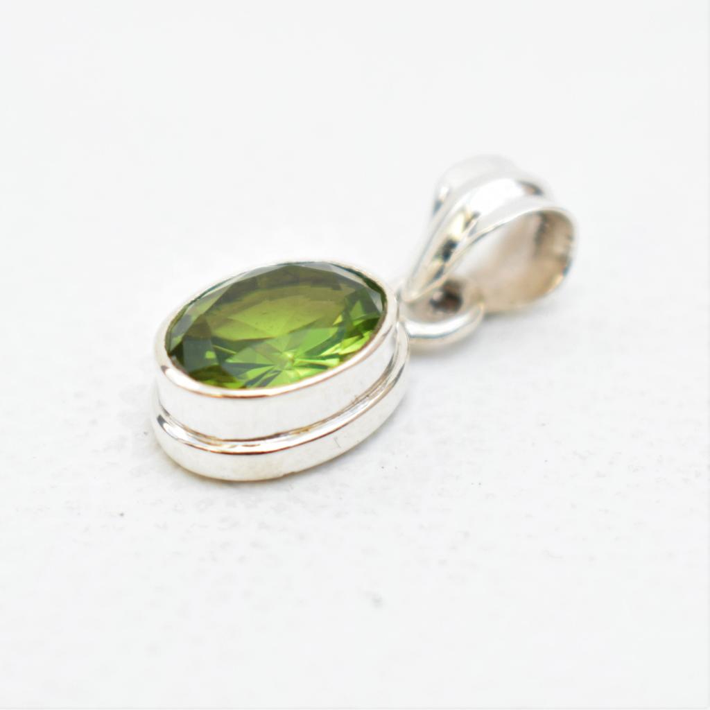 Natural Peridot Pendant-Handmade Silver Pendant-925 Sterling Silver Pendant-Oval Peridot Pendant-Anniversary Pendant-August Birthstone