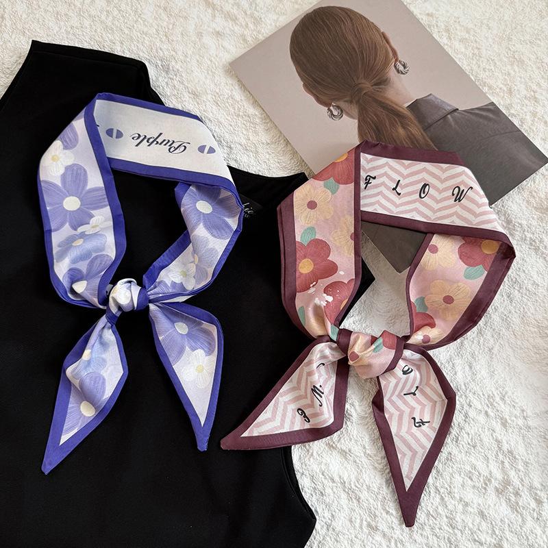 New Luxury Brand Model Small Silk Scarf for Women Hair Band Bag Handbag Handle Ribbon Scarf Neckerchief Headbands Choker
