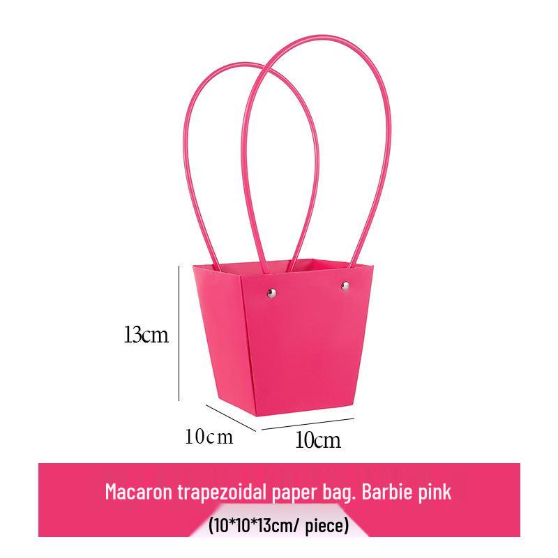 Macaron Color Series DIY Flower Arrangement Tote with Trapezoidal Design and Waterproof Kraft Paper