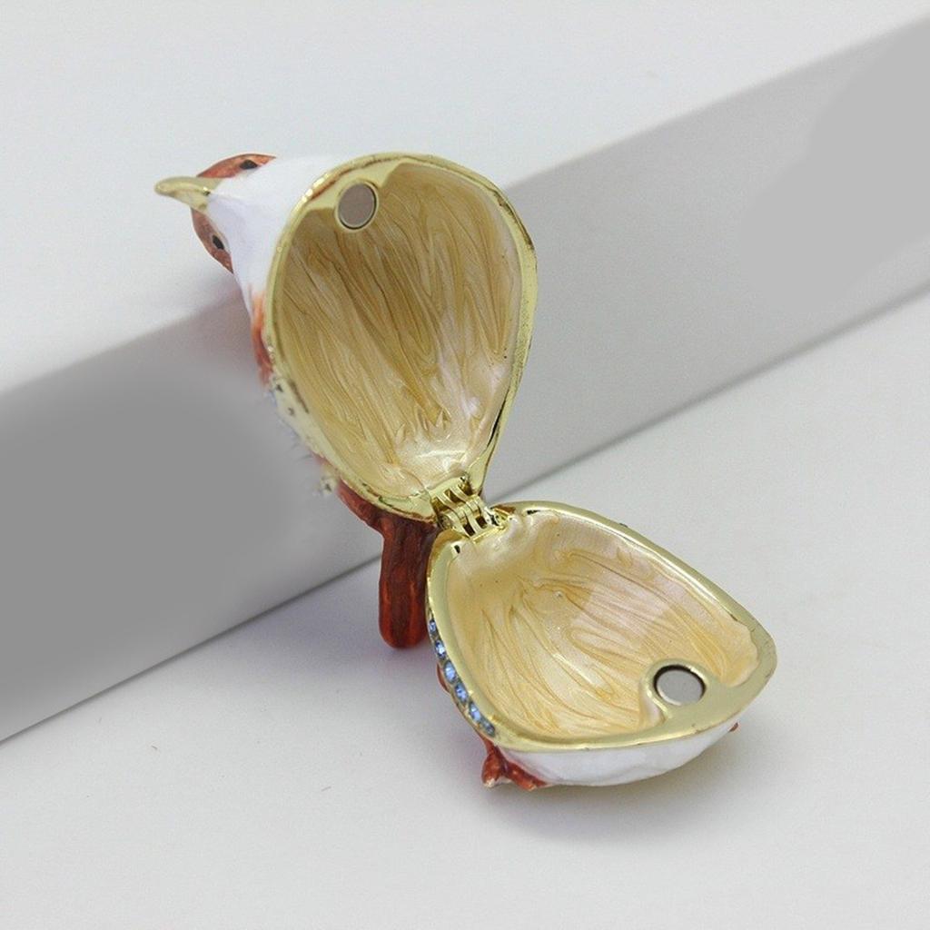 Alloy Enamel Sparrow Shaped Jewelry Organizer Decorative Box for Rings and Earrings Studs Multifunctional Storage Case
