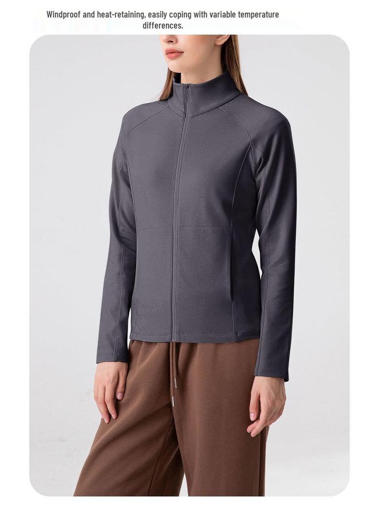 Lulu Women's Sand Wash Softshell Jacket: Brushed, Light Sport Long Sleeve with Stand Collar & Zipper for Autumn/Winter