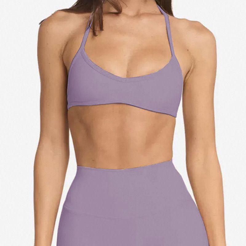 CSB Same Style Summer New Beauty Back Sports Underwear Sexy Halter Top Shorts Fitness Suit Women
