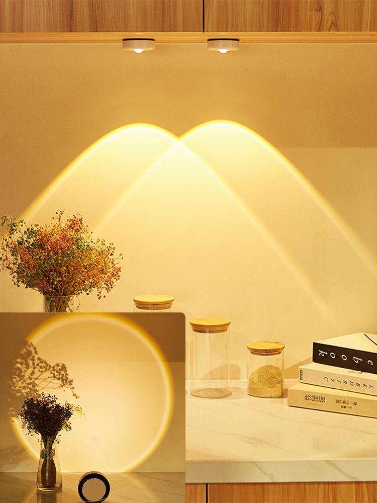 Wireless Sunset Lamp Night Light Projector Deoration Home Wall Lamp Led Lights For Room Kitchen Display Cabinet Cupboard Bedroom